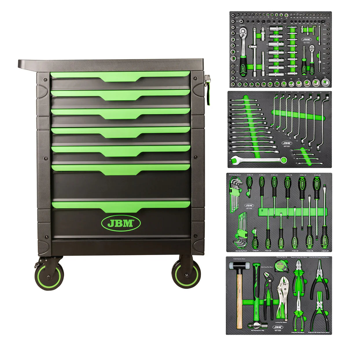 JBM 7 Drawer Tool Trolley (Tools Included) — Gold Label Car Care and ...