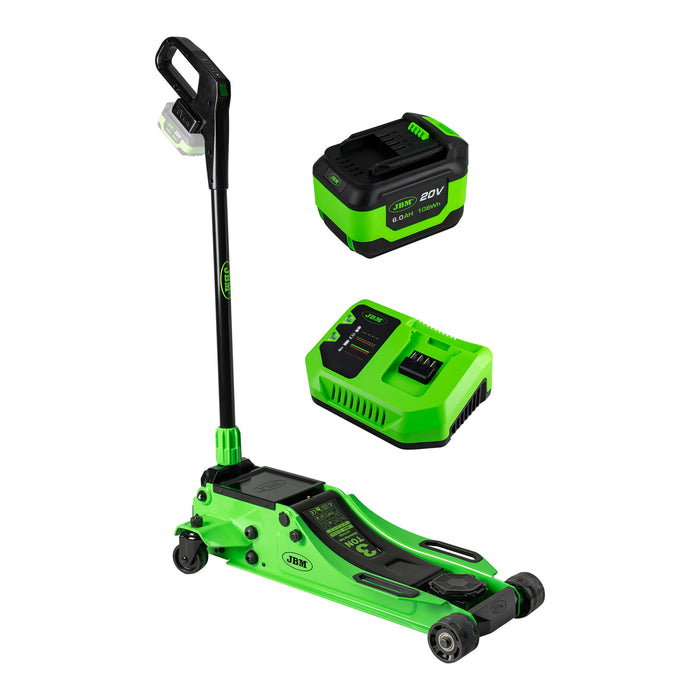 JBM - 3T Battery-Powered Hydraulic Trolley Jack with 6Ah Battery