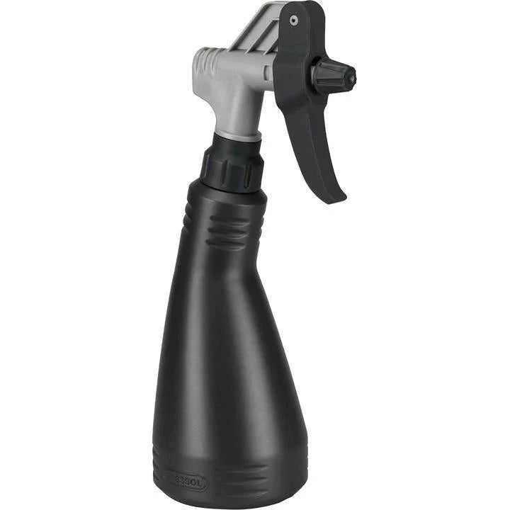 Black spray bottle with a silver nozzle on a white background Pressol Industrial Double Action Sprayer 750ml