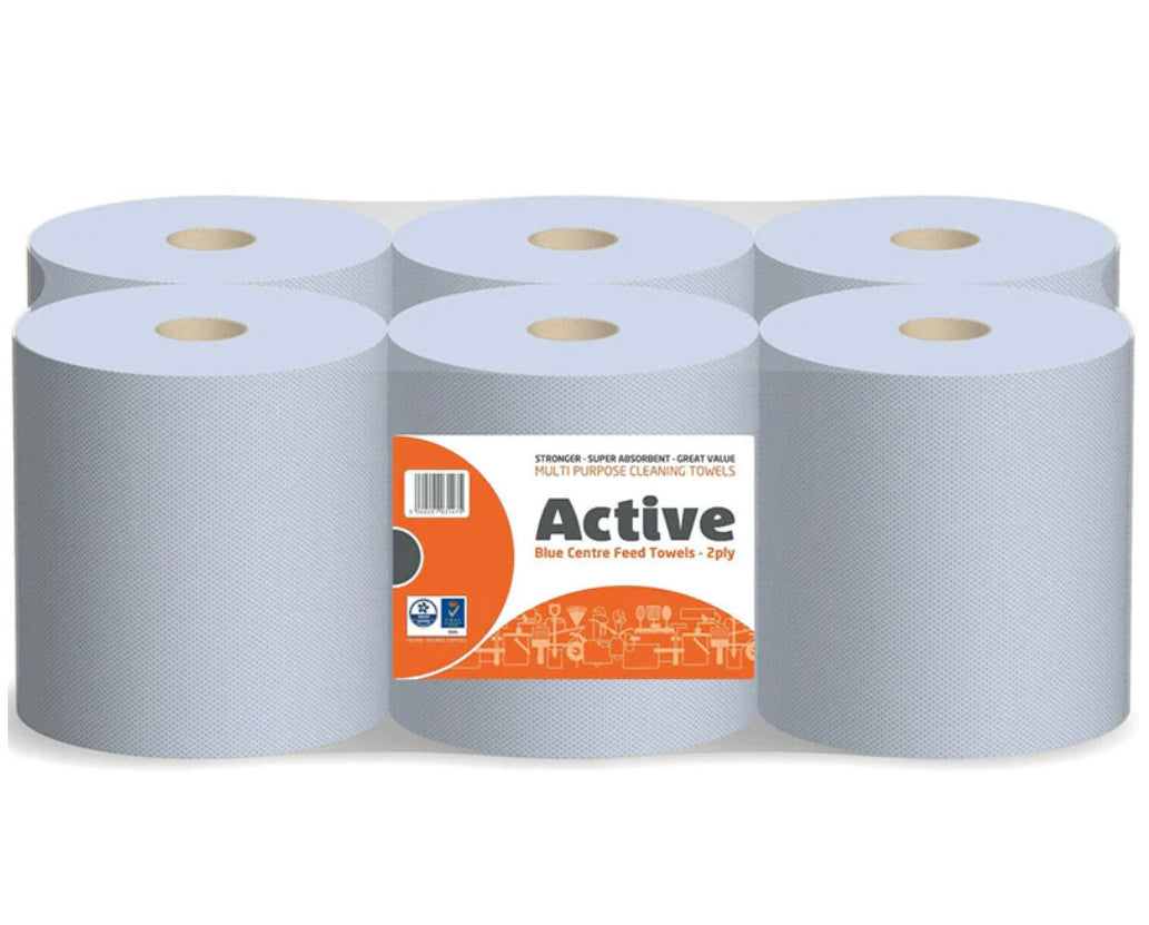 Active Blue Value Centrefeed Paper Tissue 6 Pack — Gold Label Car Care