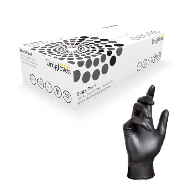 Unigloves Black Disposable Nitrile Gloves
